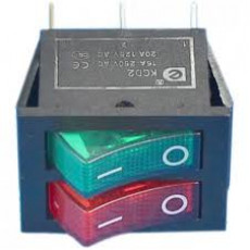 Переключатель двойной KCD2-2101, Blue-Blue , подсветка 12V