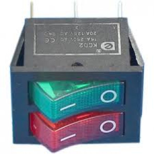 Переключатель двойной KCD2-2101, Red-Blue , подсветка 220V