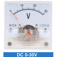 Вольтметр постоянного тока, стрелочный SF45-91C4, DC 0-30V Вольтметр постоянного тока, стрелочный SF45-91C4, DC 0-30V