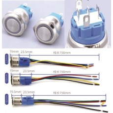 кнопка GQ16F, с подсветкой 12-24в  белая, без фиксации